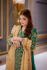 ✨ Selen – Emerald Green Silk Net Lehenga ✨